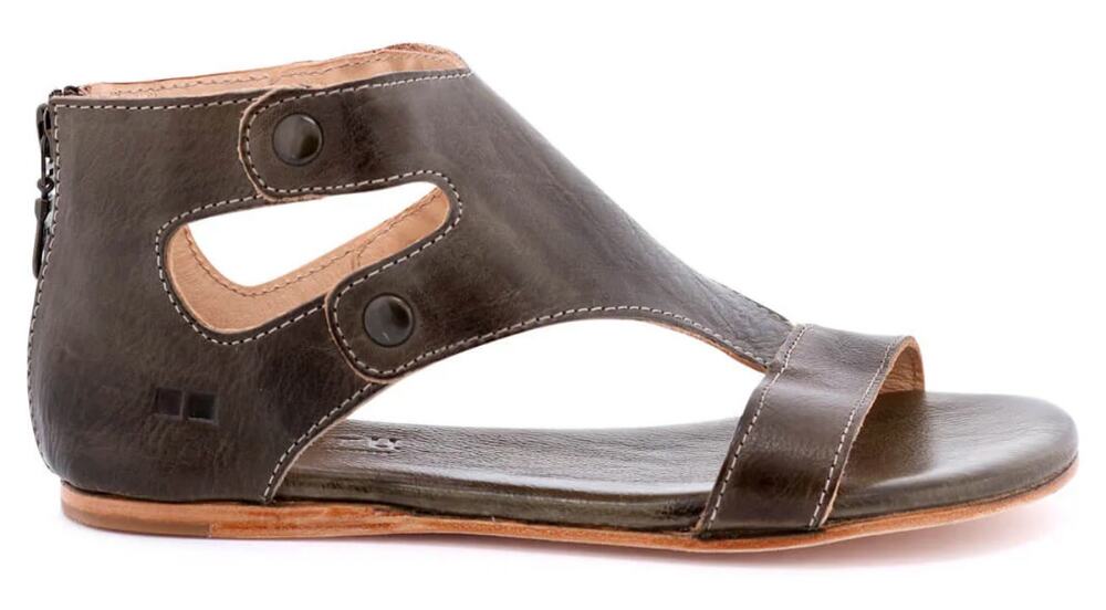 Bed Stu Soto Sandals Vegetable Tanned Leather Studded Cutout Taupe Rustic 9